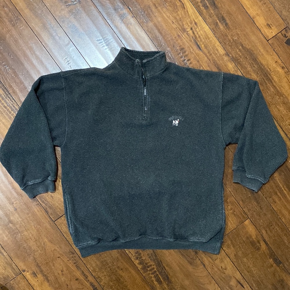 Vintage Big Dogs Quarter Zip Fleece Pull Over Sweatshirt Size Medium